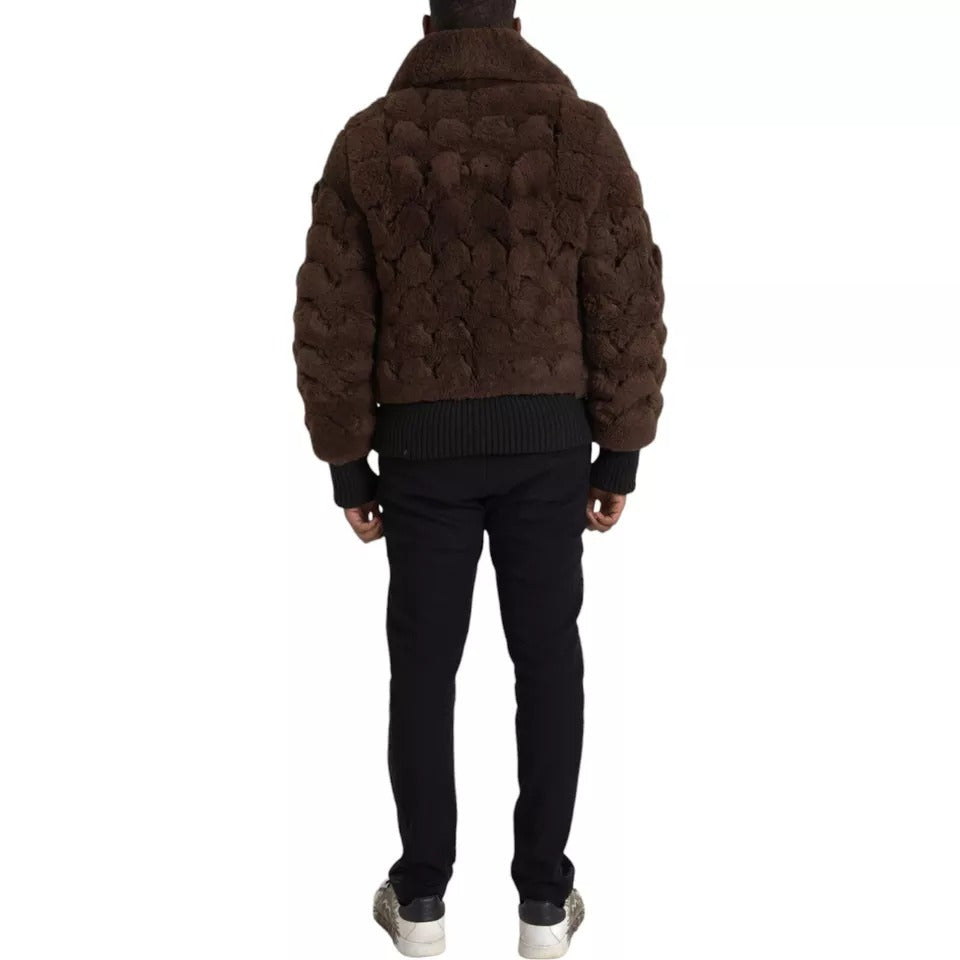 Brown Fur Lamb Shearling Coat Jacket - ventzia