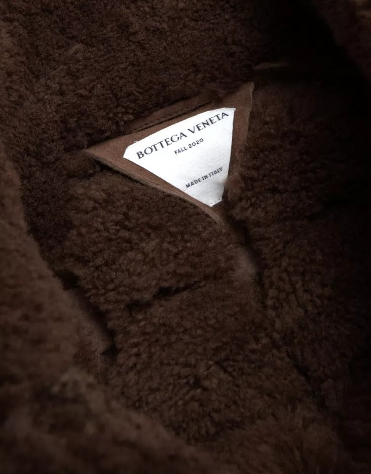 Brown Fur Lamb Shearling Coat Jacket - ventzia