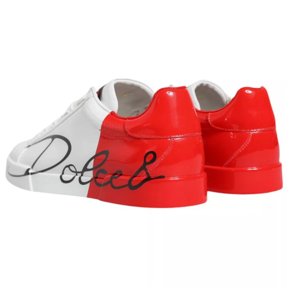 White Red Portofino Low Top Sneakers Shoes - ventzia