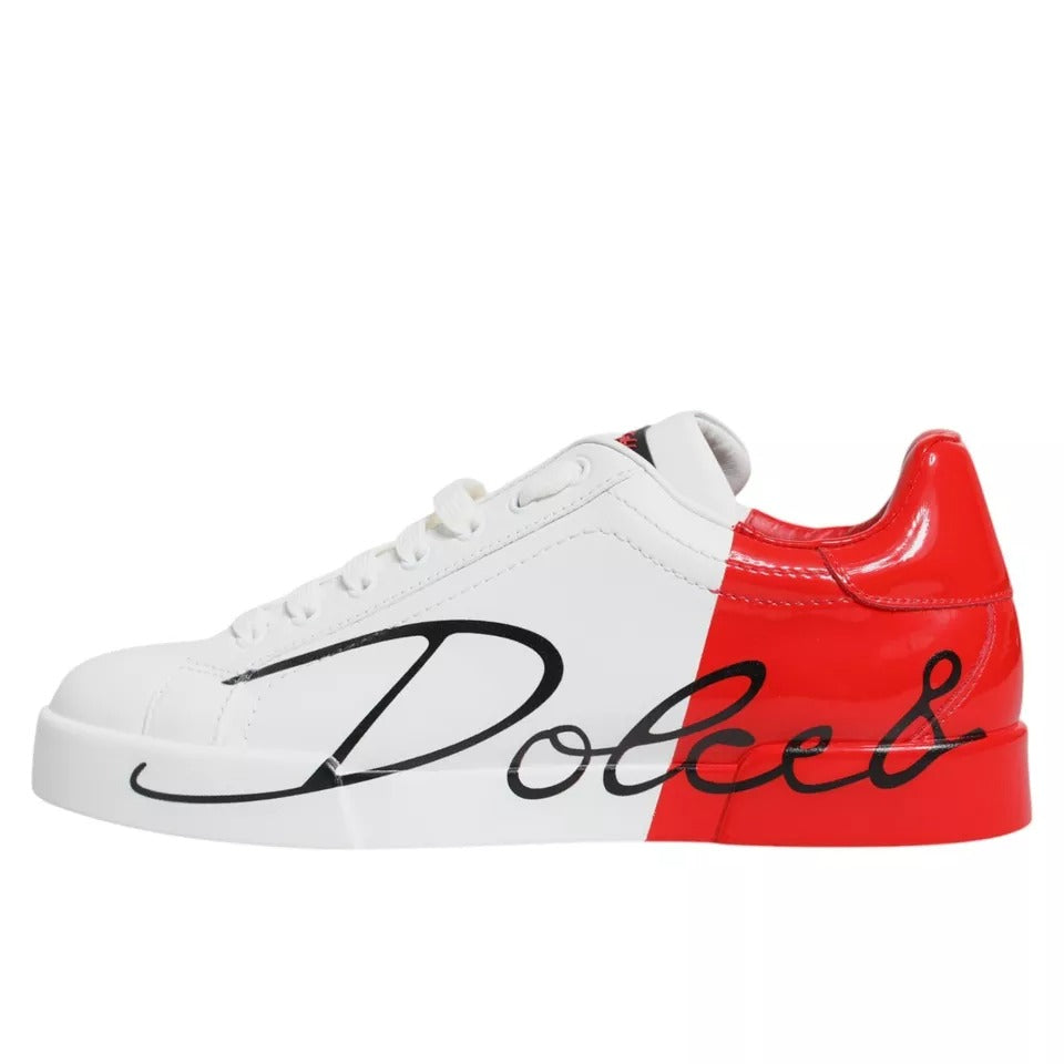 White Red Portofino Low Top Sneakers Shoes - ventzia