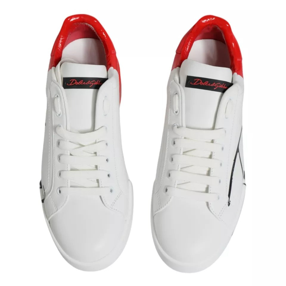 White Red Portofino Low Top Sneakers Shoes - ventzia