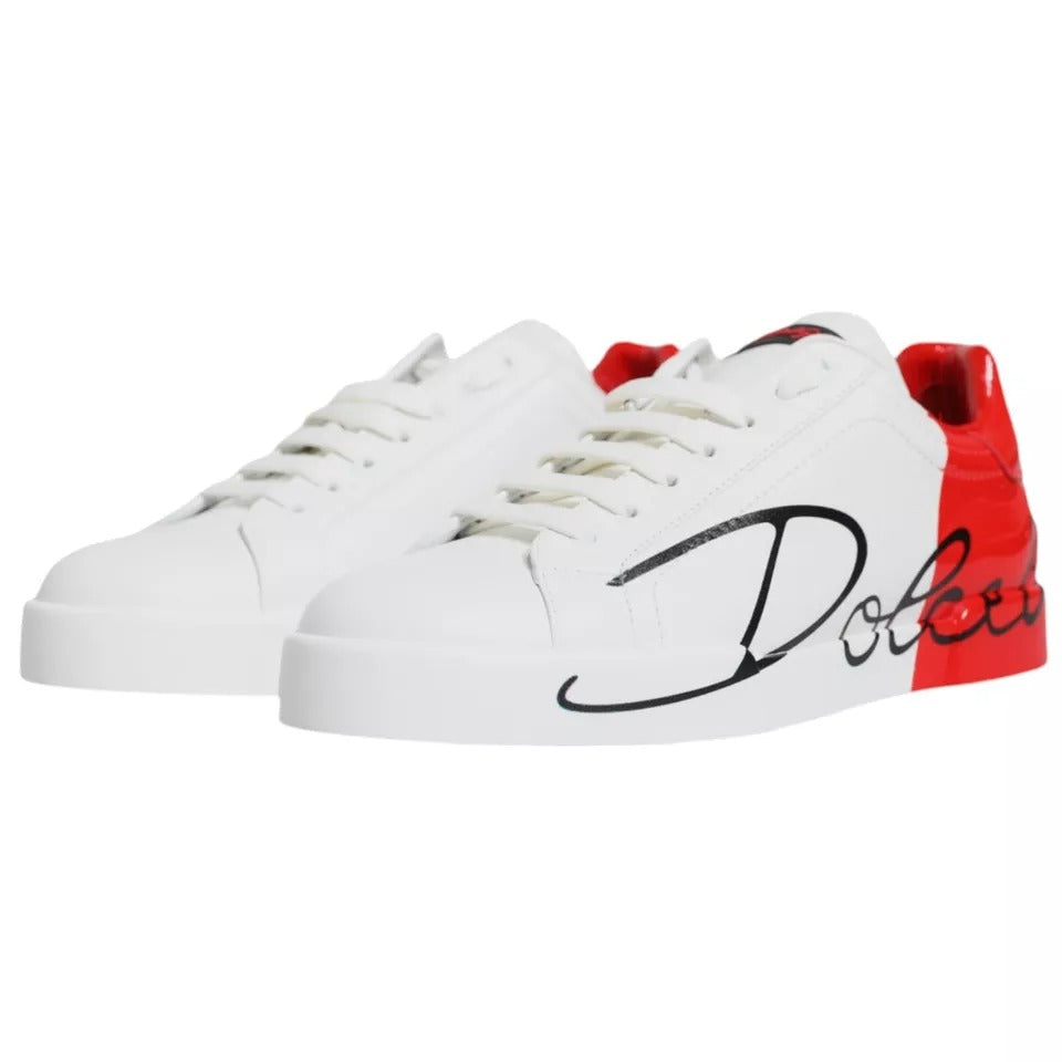 White Red Portofino Low Top Sneakers Shoes - ventzia