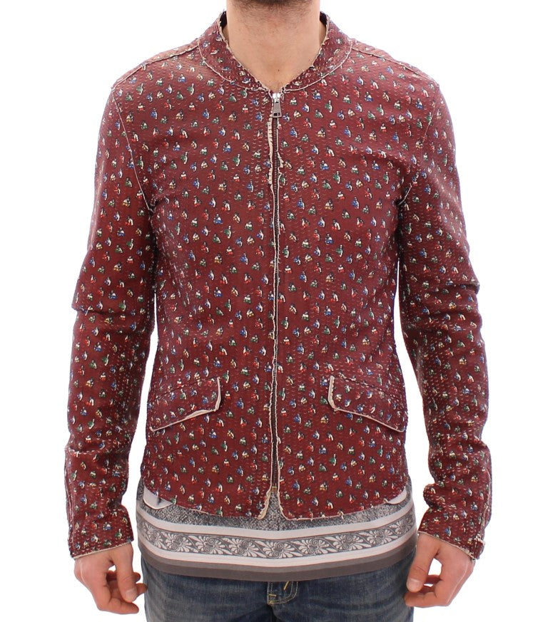 Exclusive Boxer Print Bordeaux Leather Jacket - ventzia
