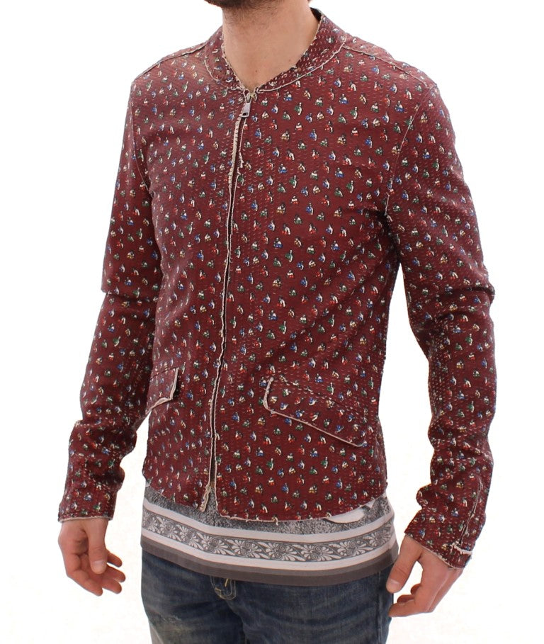 Exclusive Boxer Print Bordeaux Leather Jacket - ventzia