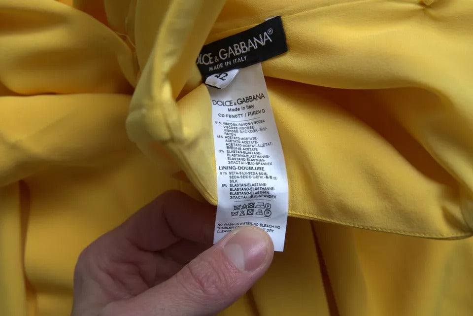 Yellow One Shoulder Side Slit Midi Dress - ventzia