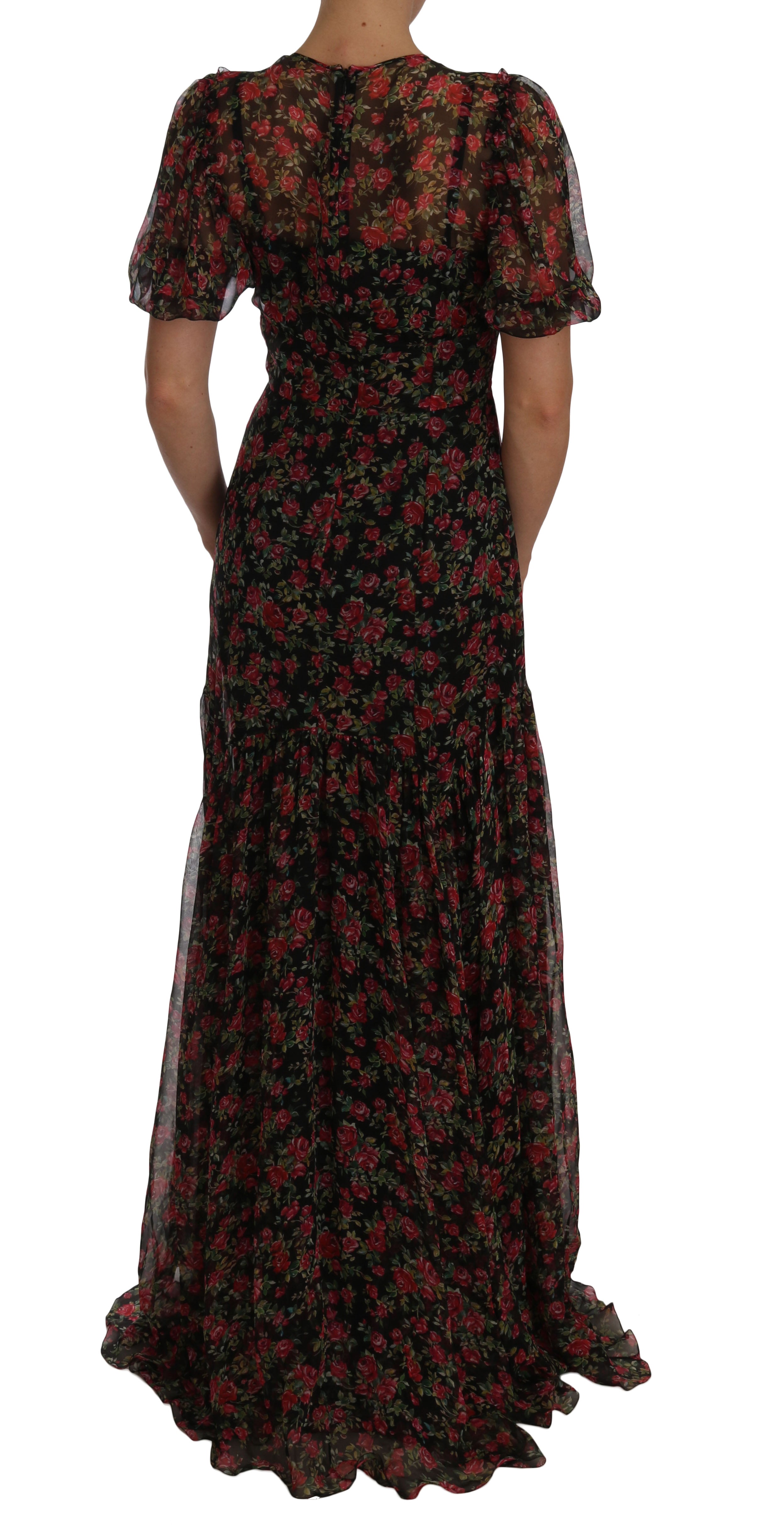 Elegant Floral A-Line Silk Dress - ventzia