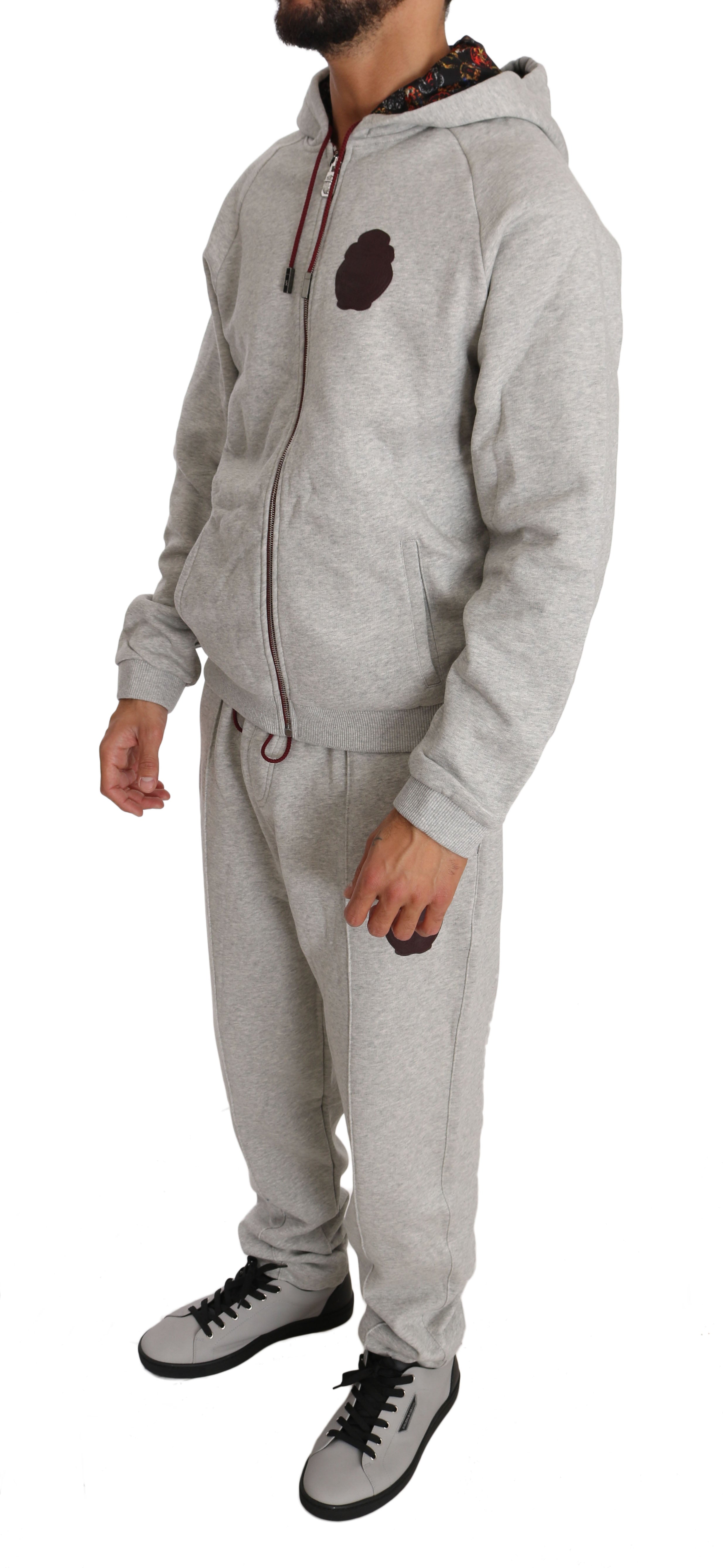 Elegant Gray Hooded Sweatsuit Ensemble - ventzia