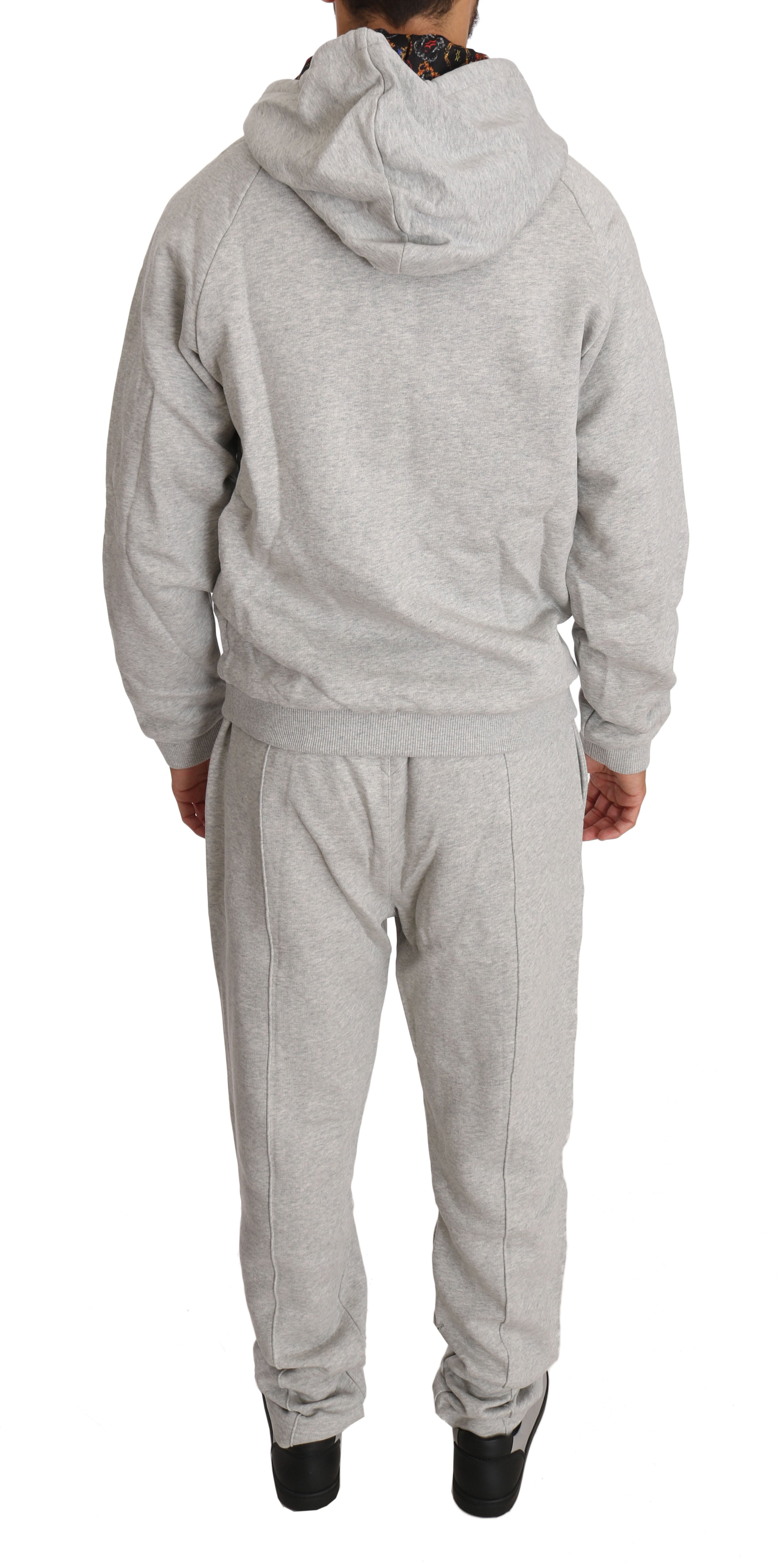 Elegant Gray Hooded Sweatsuit Ensemble - ventzia
