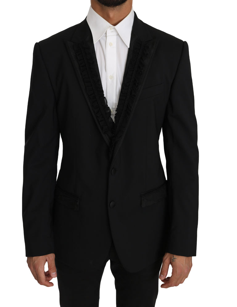 Elegant Black Slim Fit Martini Blazer Jacket - ventzia