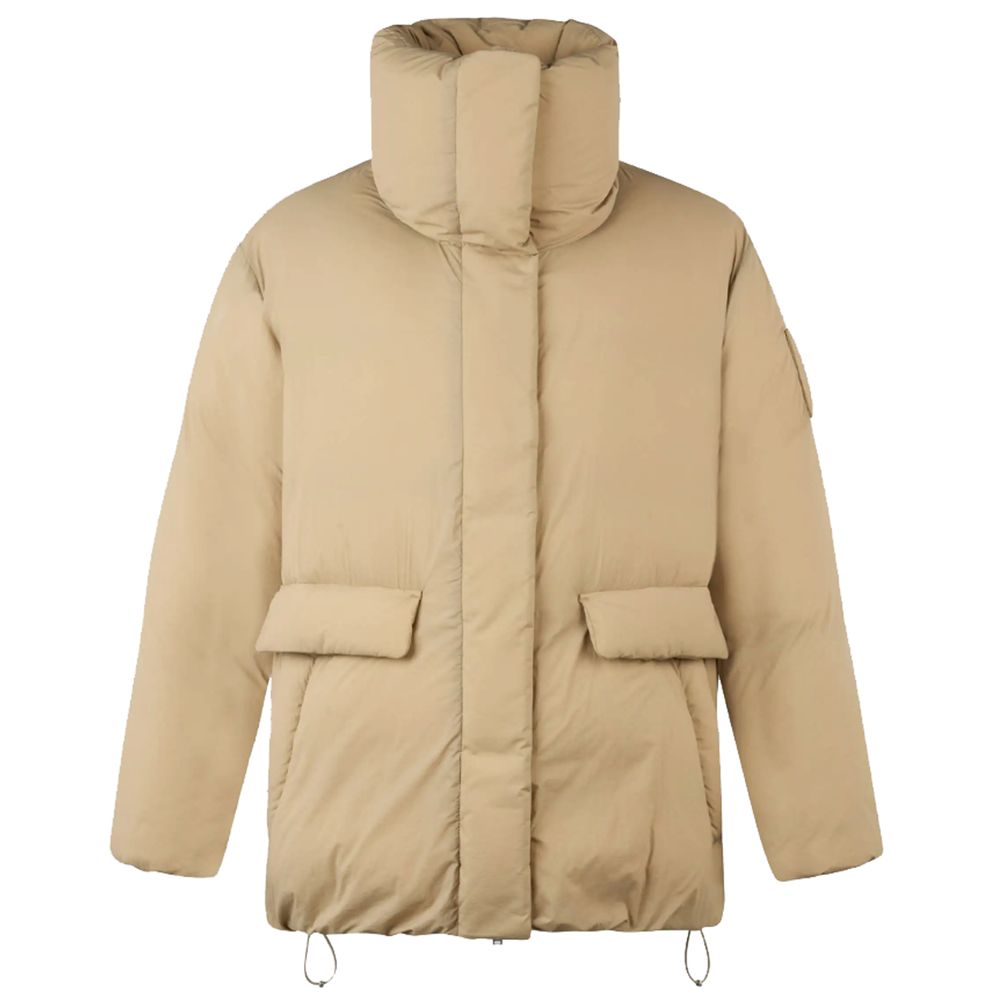 Beige Nylon Jackets & Coat - ventzia
