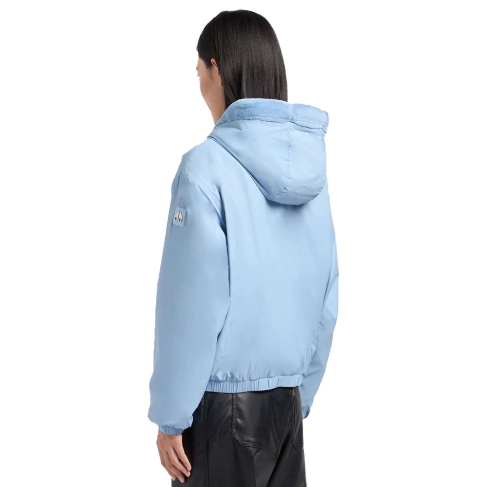 Light Blue Nylon Women Jacket - ventzia