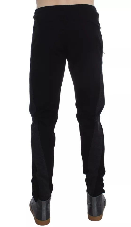 Black Gray Wool Casual Trousers Stripe Pants - ventzia