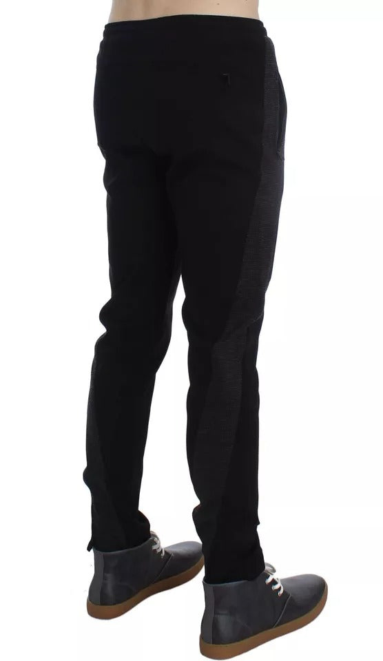 Black Gray Wool Casual Trousers Stripe Pants - ventzia