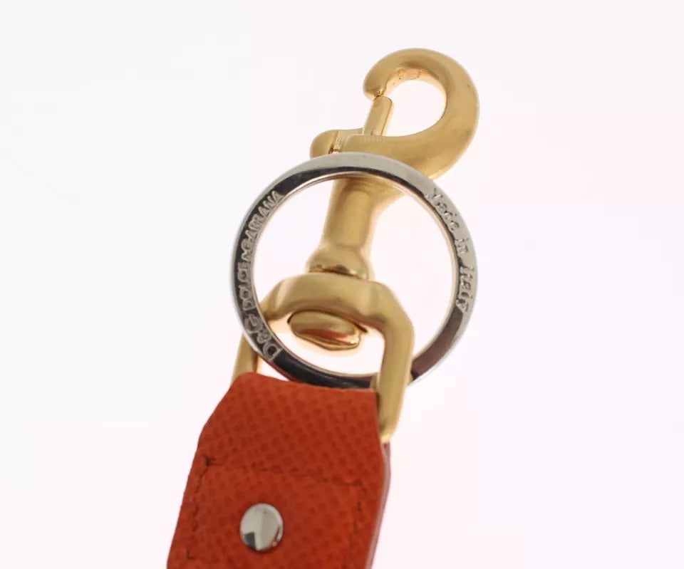 Brown Gold Raffia Leather Clasp Finder Chain Keyring - ventzia