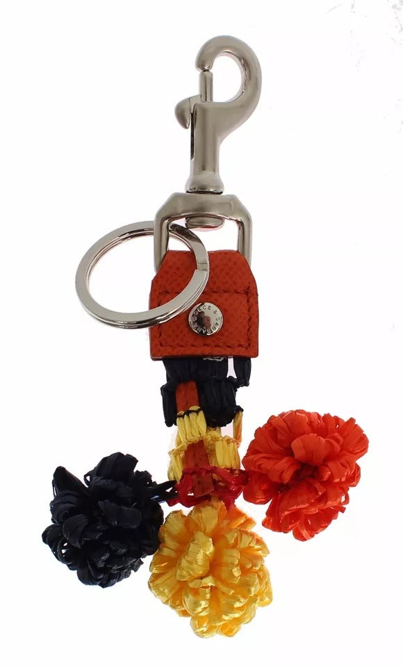 Red Yellow Raffia Leather Clasp Finder Keyring Keychain - ventzia