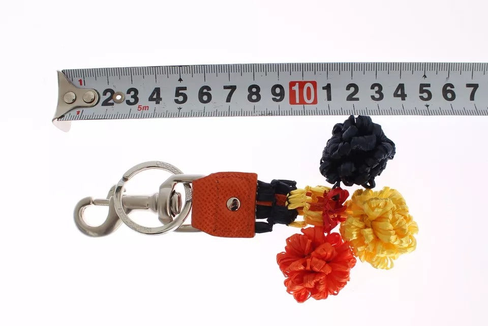 Red Yellow Raffia Leather Clasp Finder Keyring Keychain - ventzia