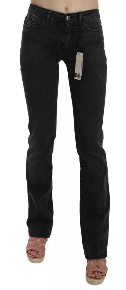 Black Slim Fit Cotton Jeans D&G Pants - ventzia