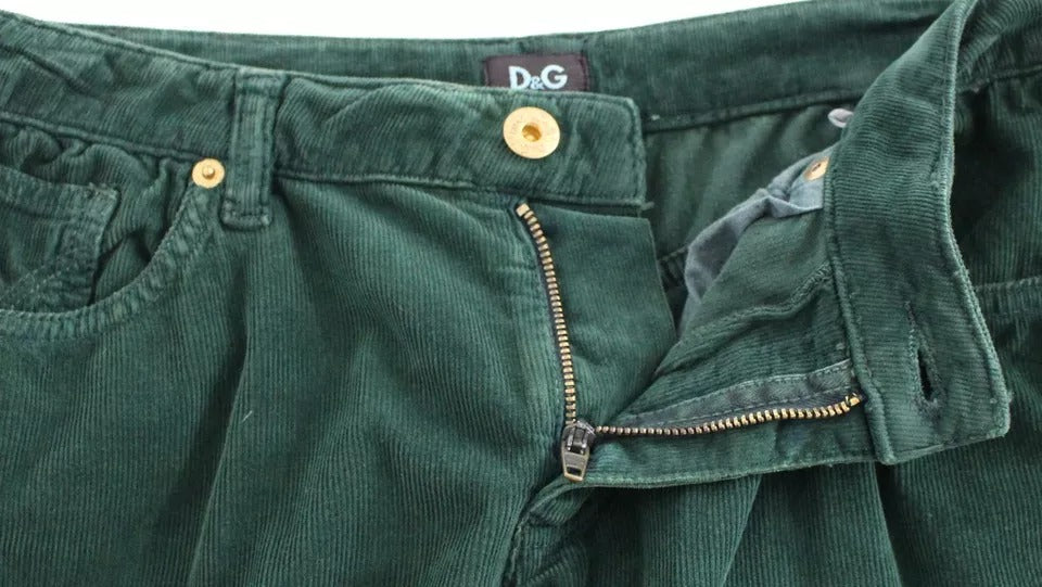 Green Cotton Corduroys SLIMMY Fit D&G Pants - ventzia