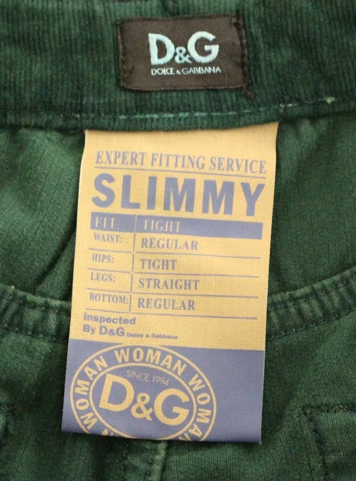 Green Cotton Corduroys SLIMMY Fit D&G Pants - ventzia