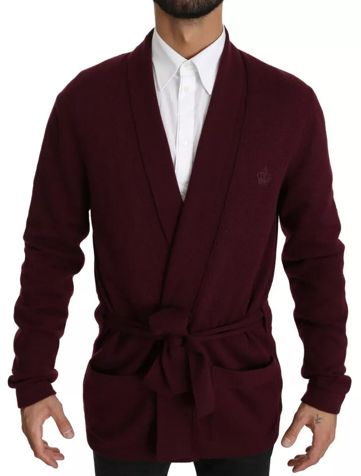 Bordeaux Cashmere Crown Cardigan Sweater - ventzia
