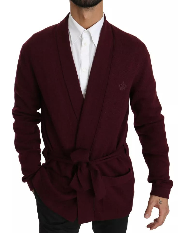 Bordeaux Cashmere Crown Cardigan Sweater - ventzia