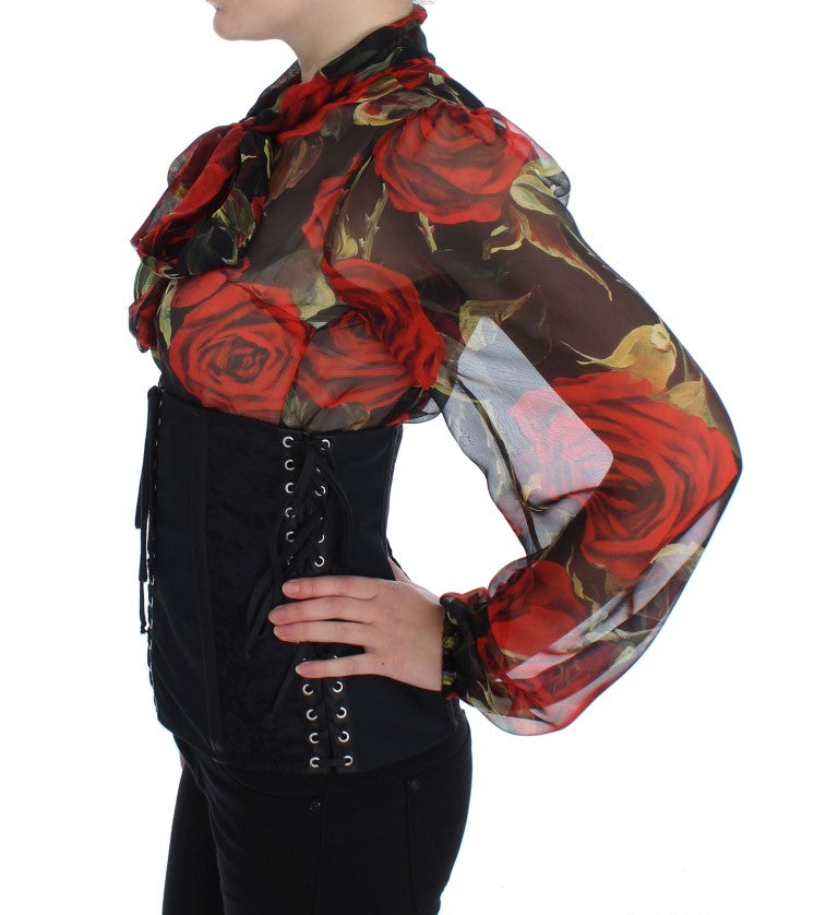 Elegant Black Floral Brocade Corset Belt - ventzia