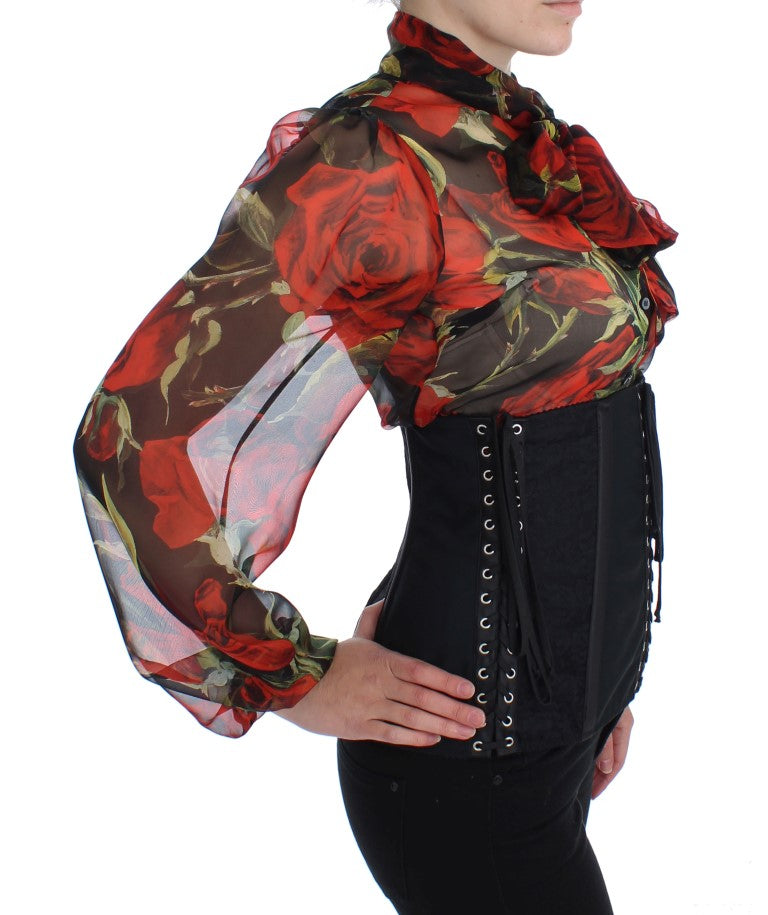 Elegant Black Floral Brocade Corset Belt - ventzia