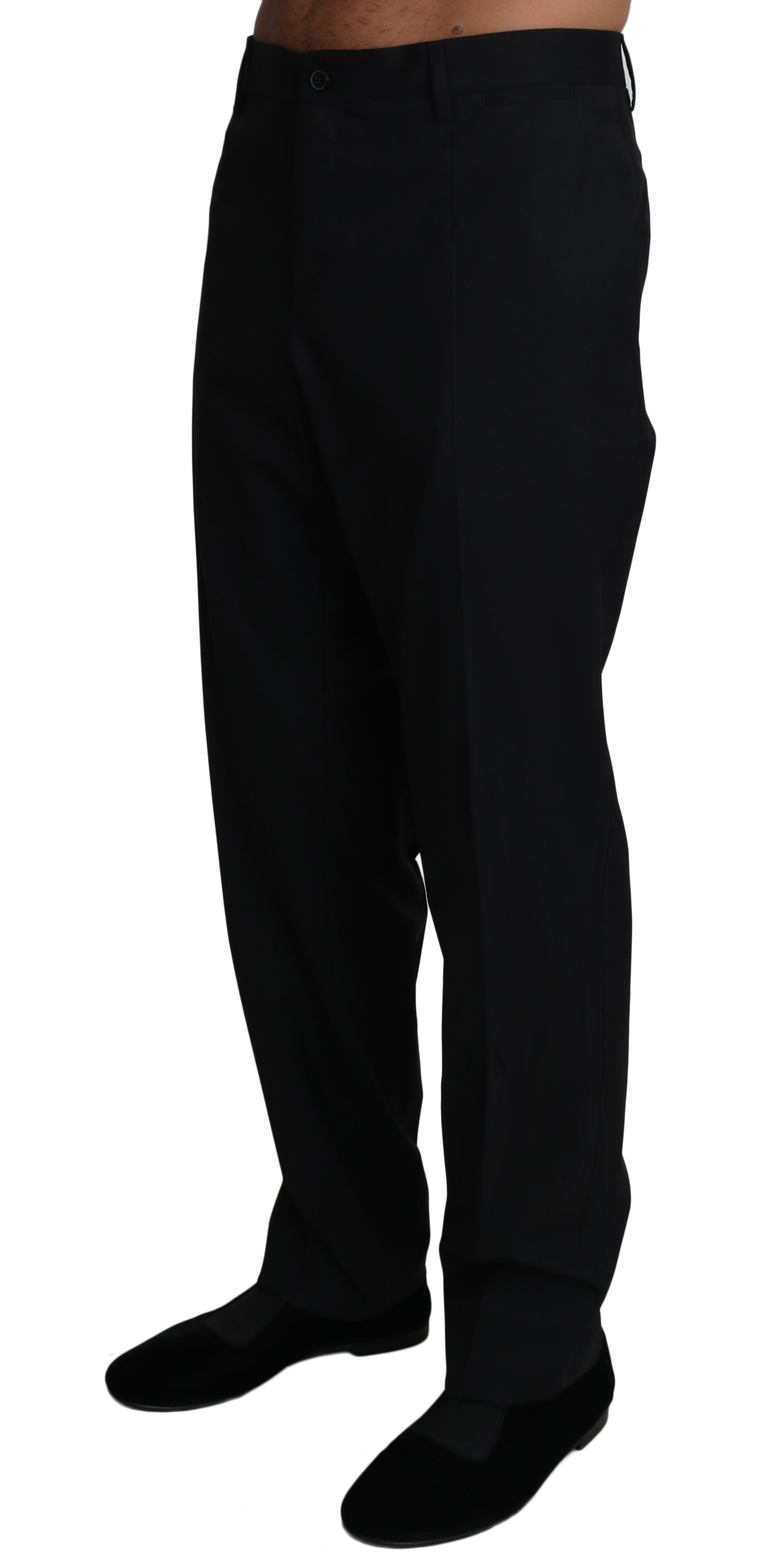 Elegant Black Formal Wool Blend Trousers - ventzia