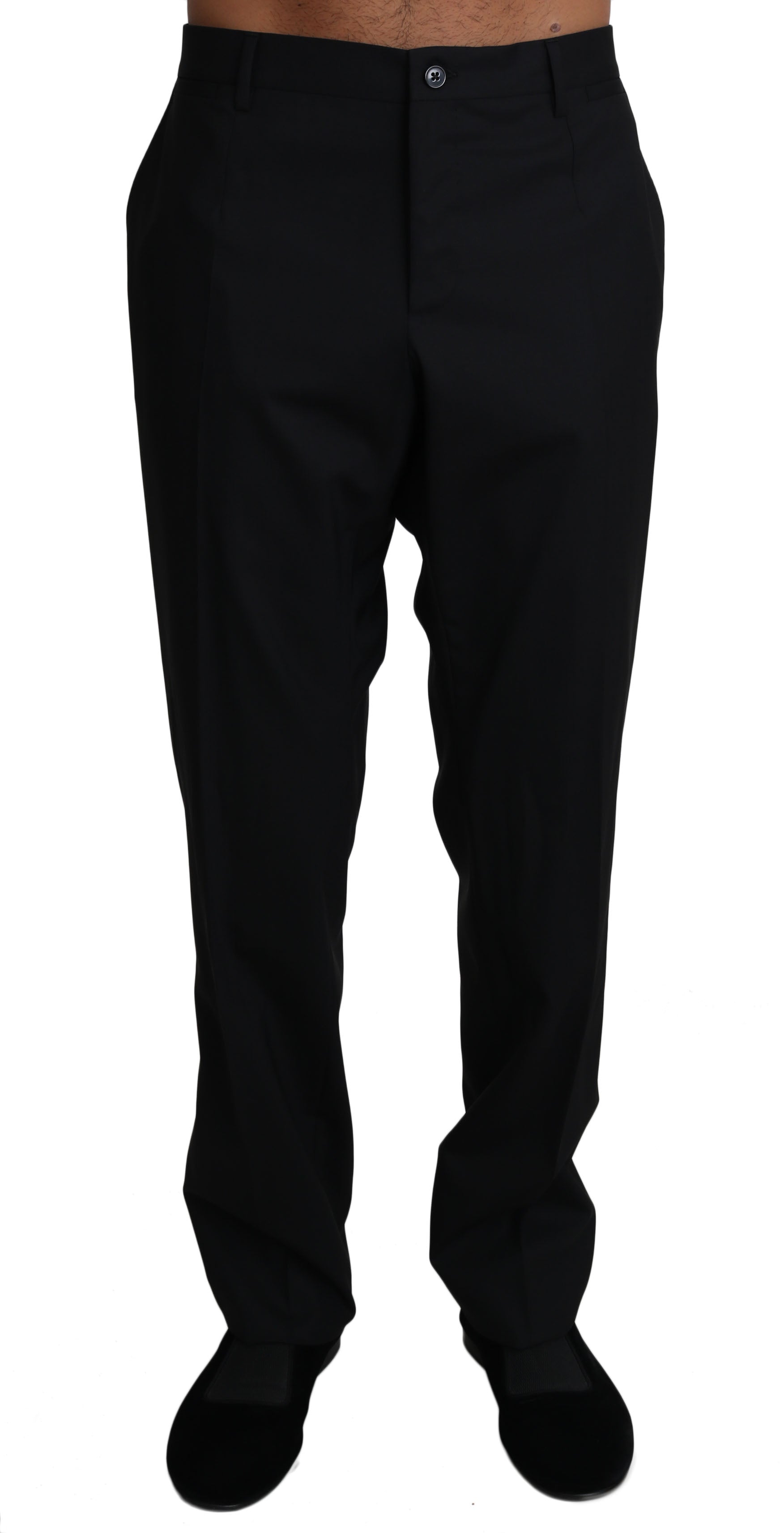 Elegant Black Formal Wool Blend Trousers - ventzia