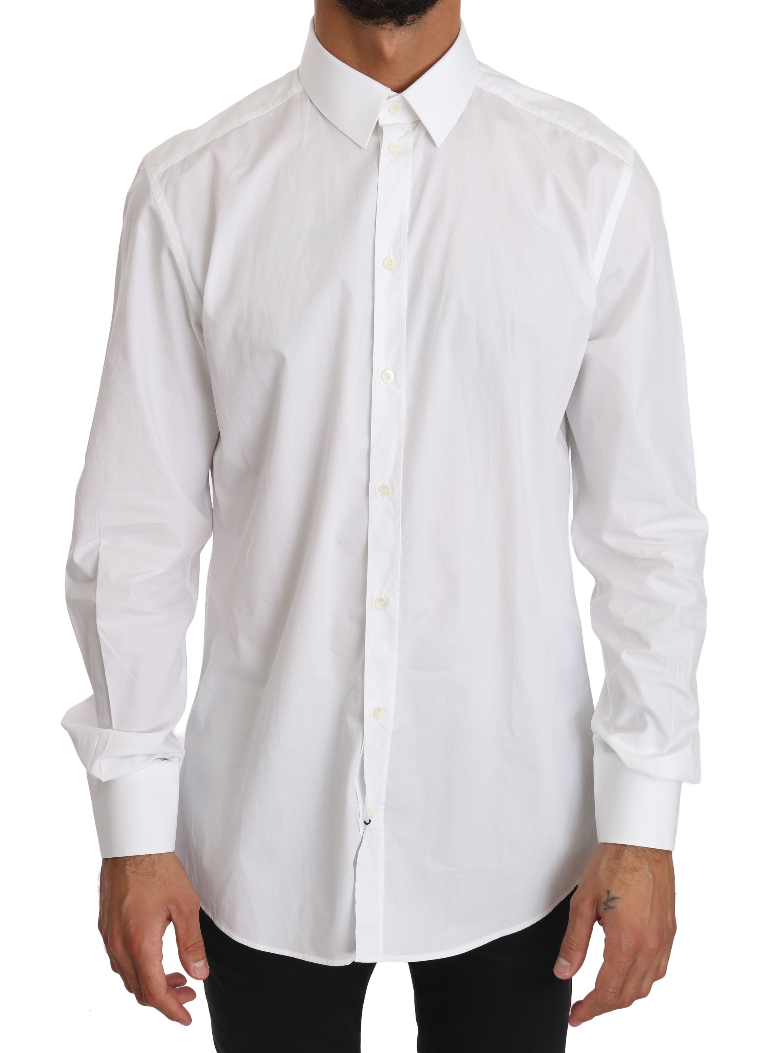 Elegant Slim Fit Dress Shirt in Pure White - ventzia