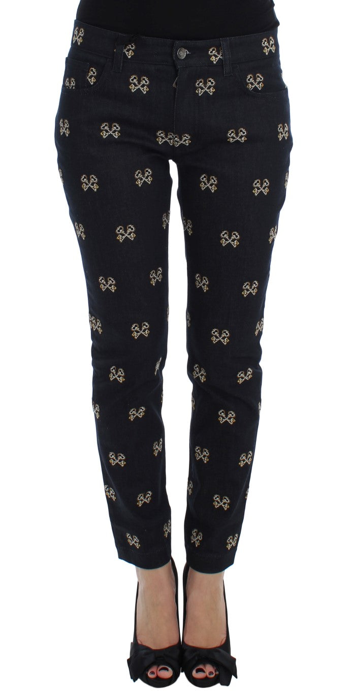 Elegant Embroidered Slim Fit Denim Jeans - ventzia