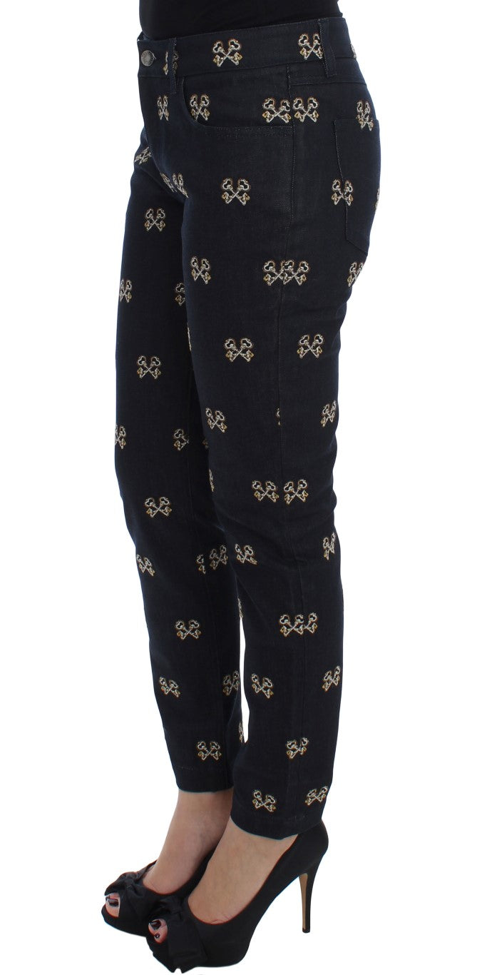 Elegant Embroidered Slim Fit Denim Jeans - ventzia