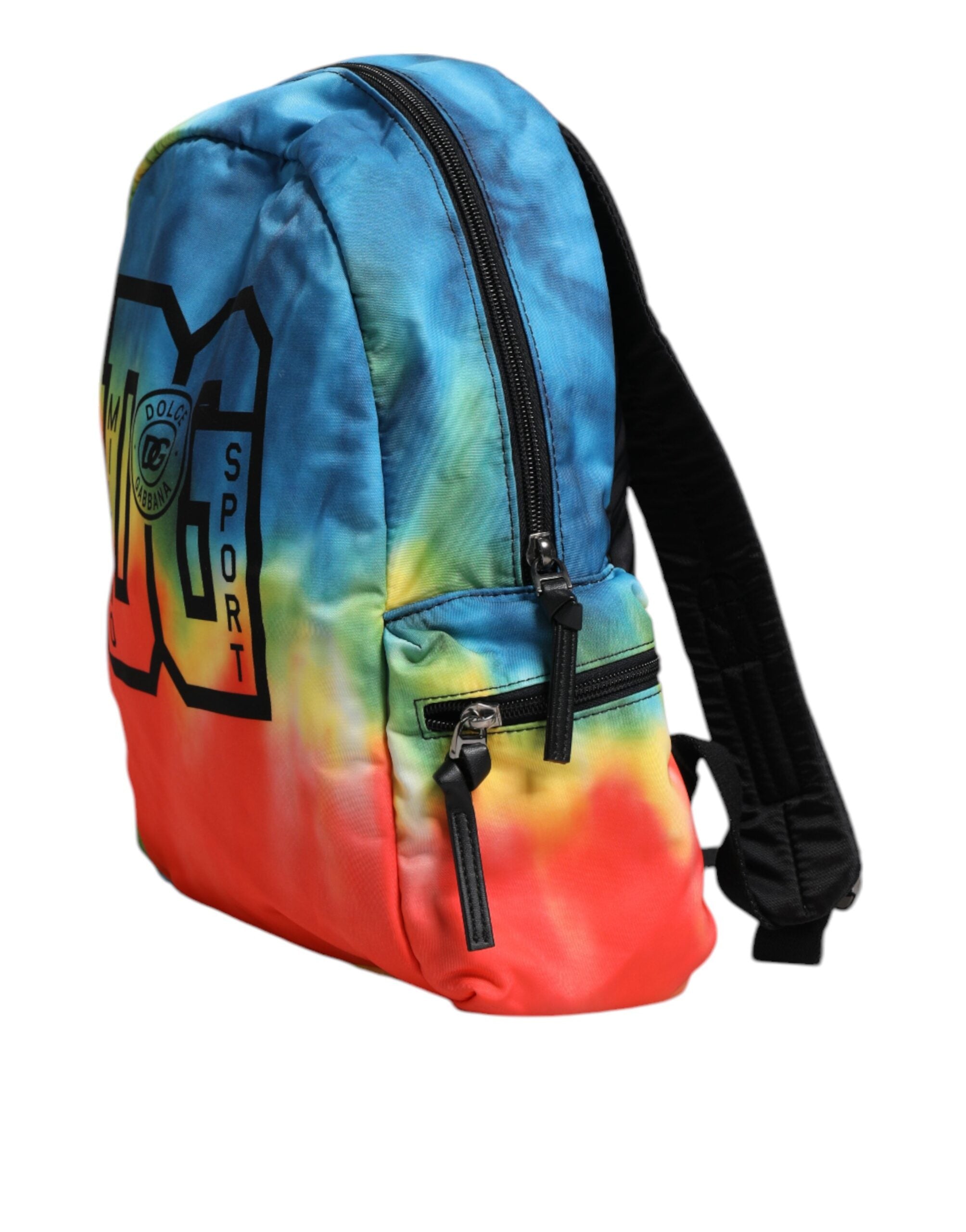 Multicolor Tie Dye Nylon Logo Print Kids Backpack Bag - ventzia