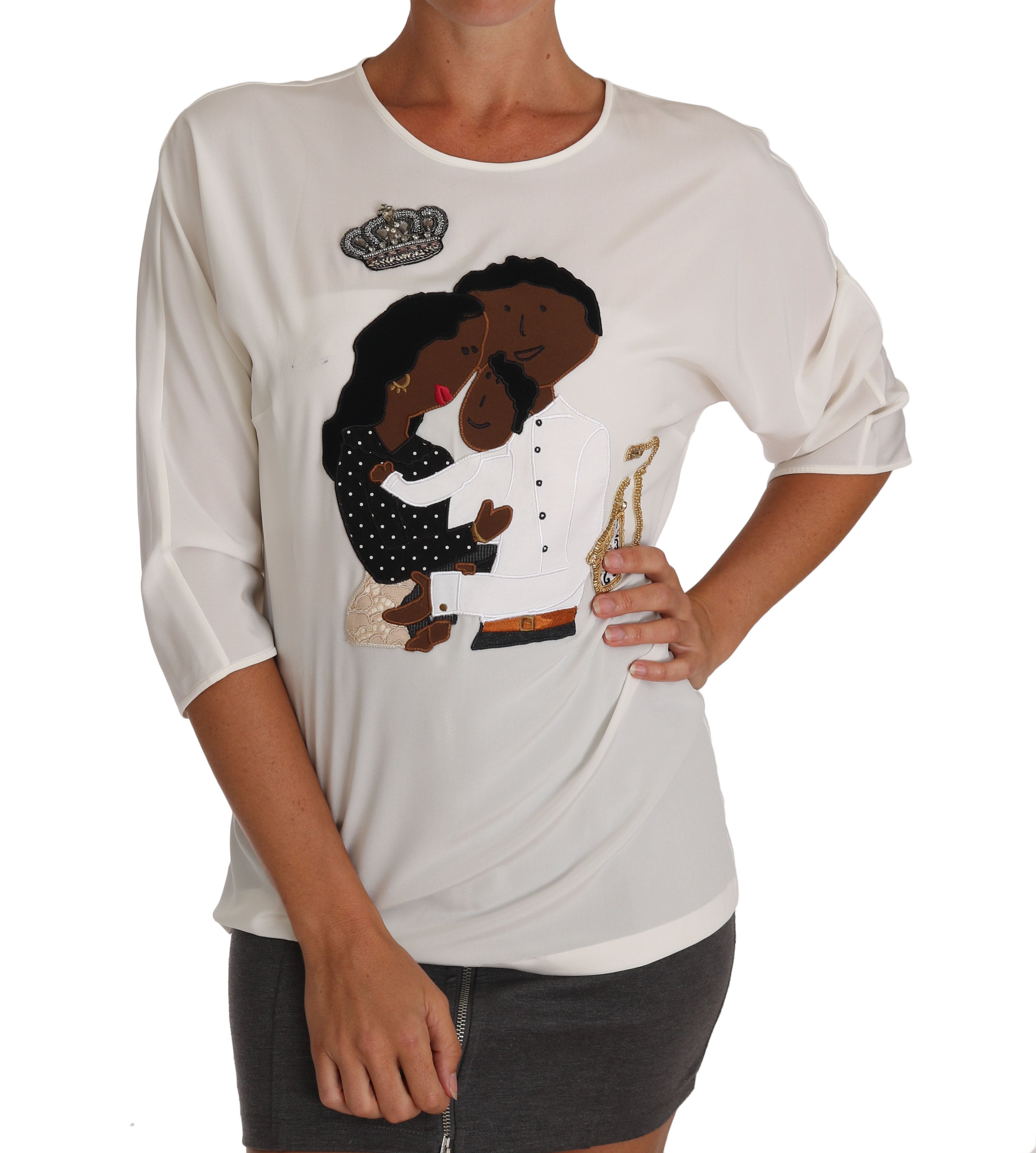 Elegant Silk Blend Crewneck Blouse - ventzia