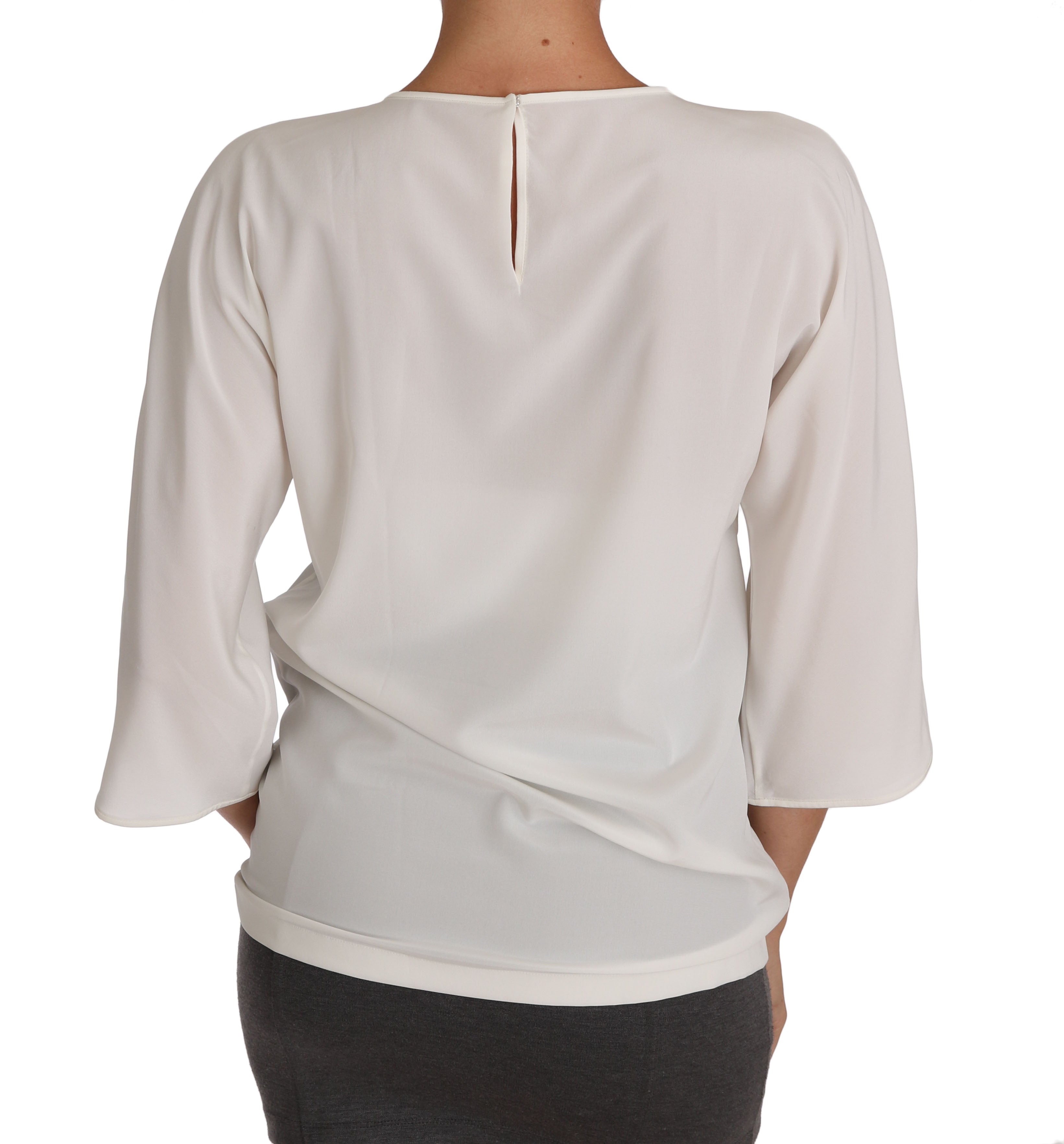 Elegant Silk Blend Crewneck Blouse - ventzia