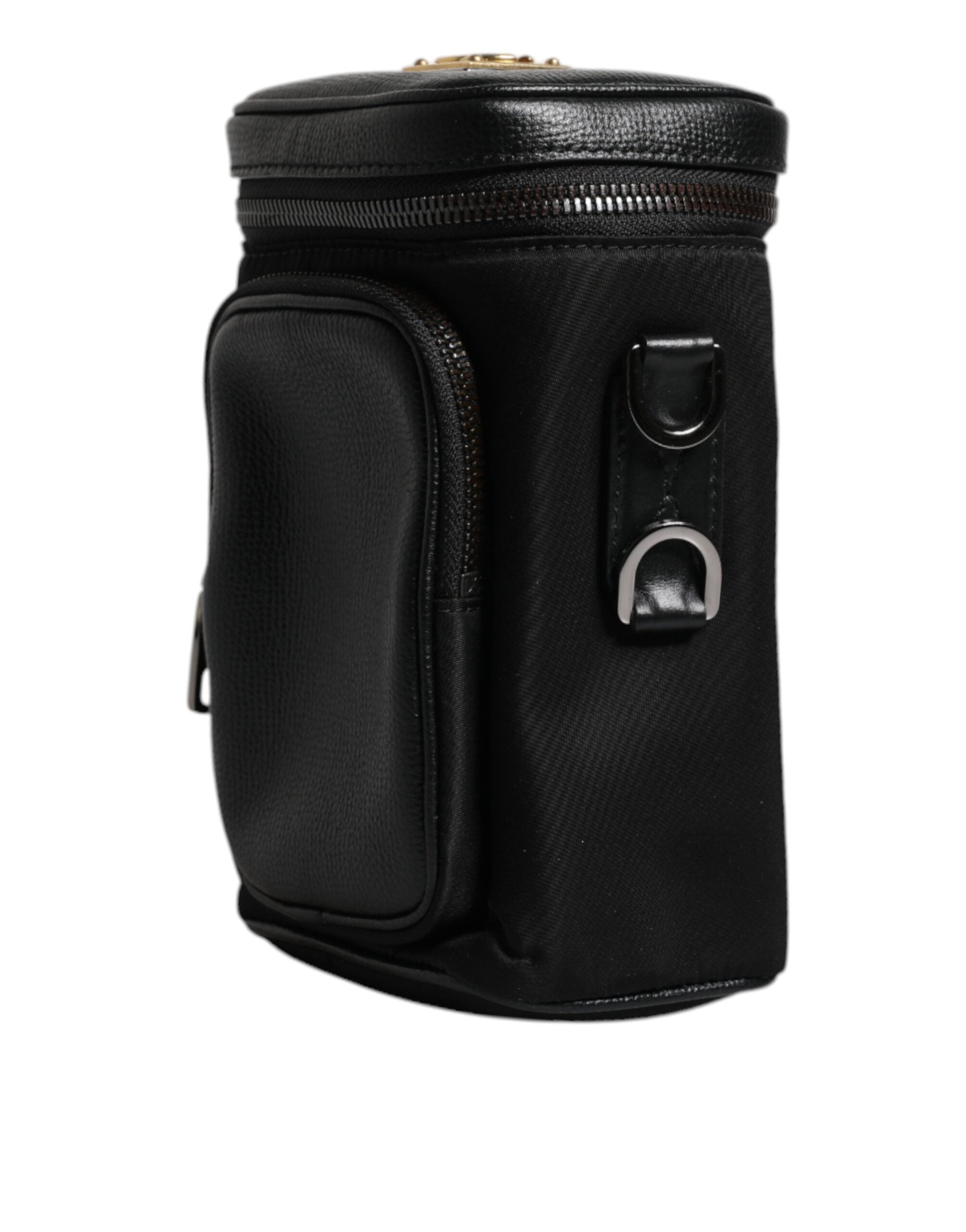Black Leather Logo Purse Crossbody Camera Bag - ventzia