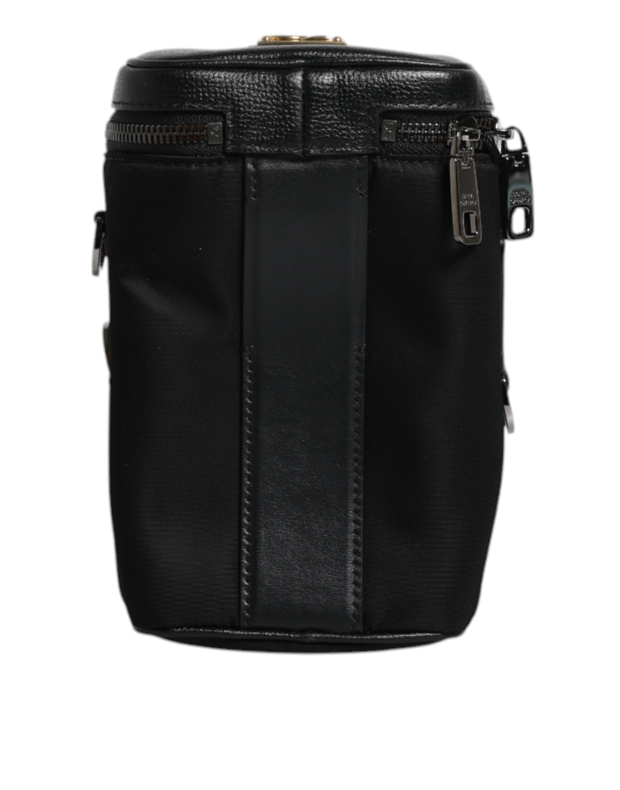 Black Leather Logo Purse Crossbody Camera Bag - ventzia