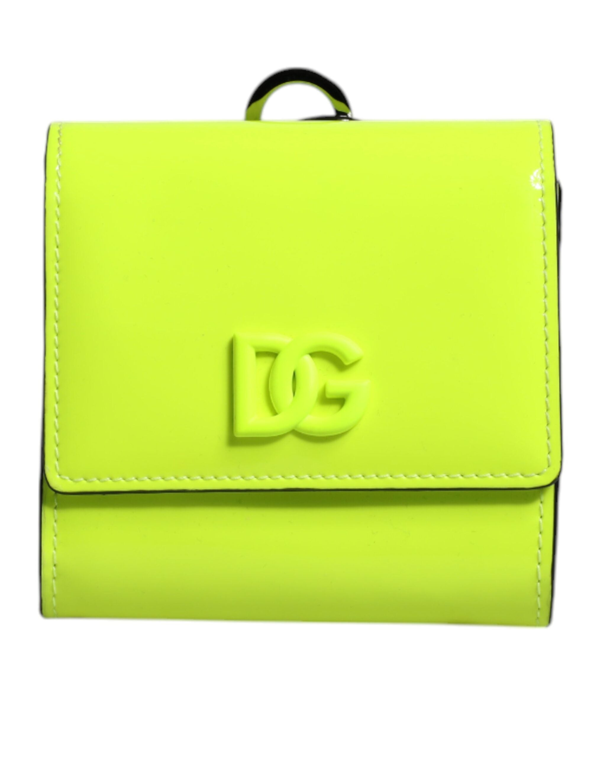Yellow Green Bifold DG Logo Neck Strap Cardholder Wallet - ventzia