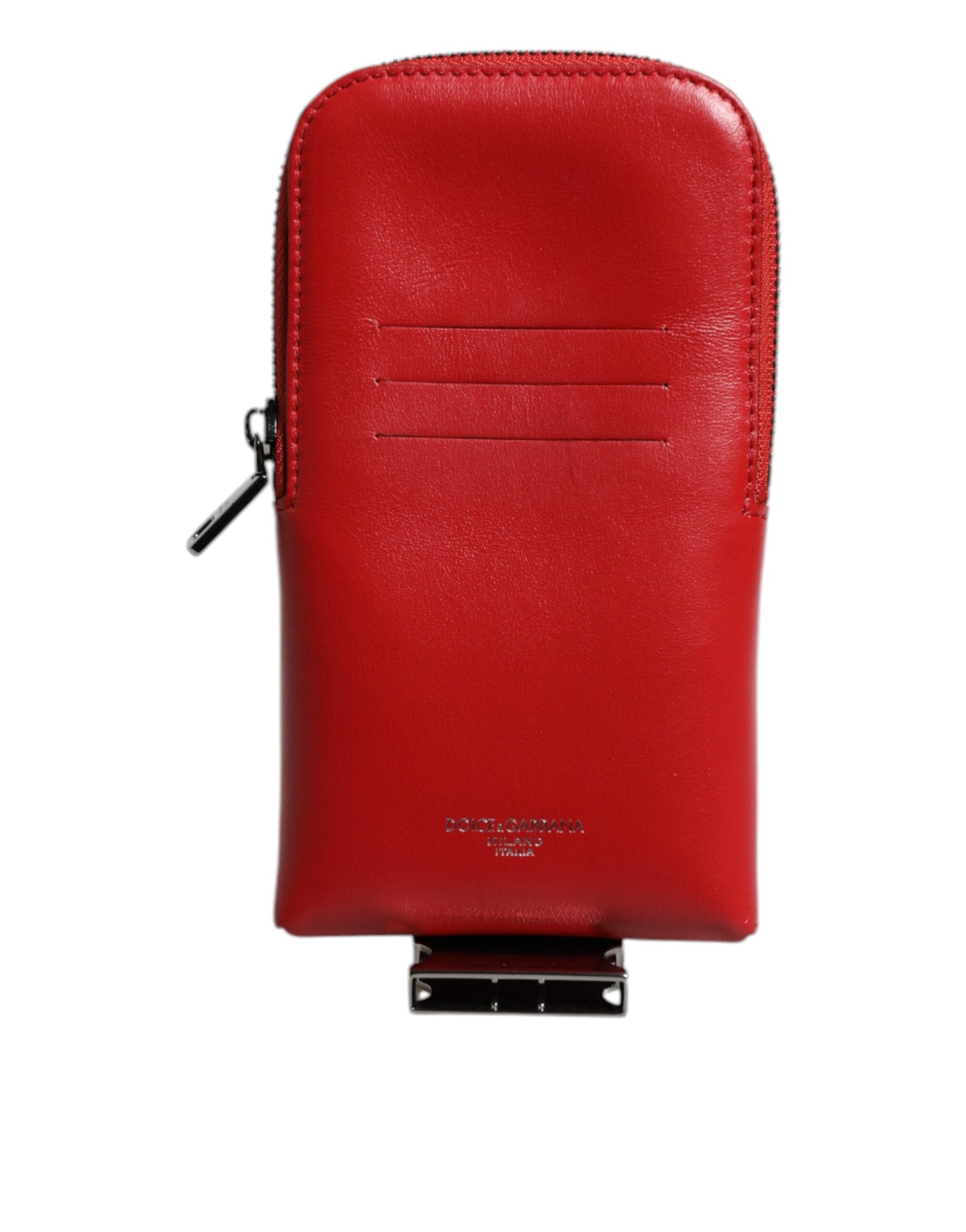 Red Leather Logo Zip Around Card Holder Wide Strap Wallet (Copy) - ventzia