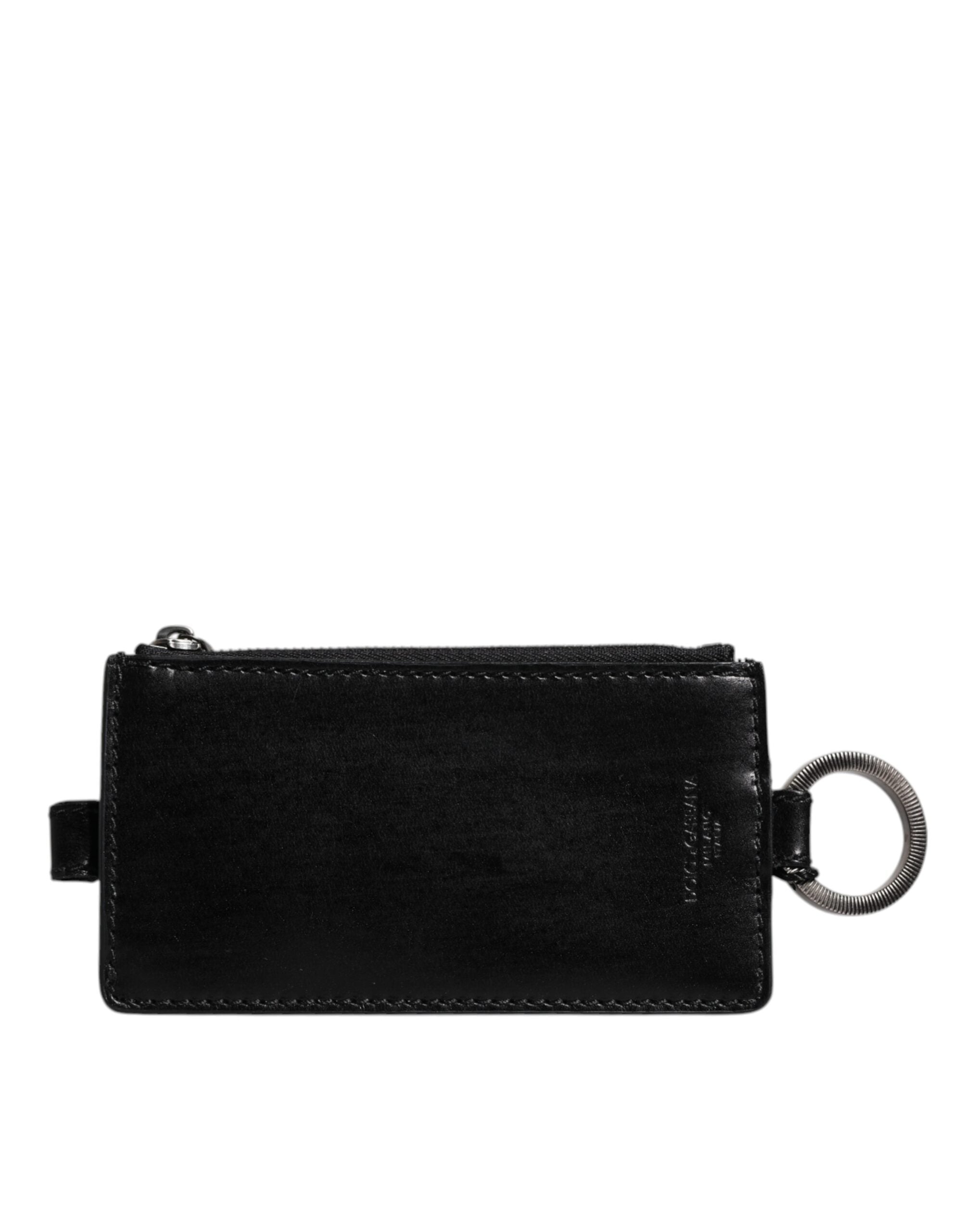 Black Horse Leather Lanyard Logo Card Holder Wallet - ventzia