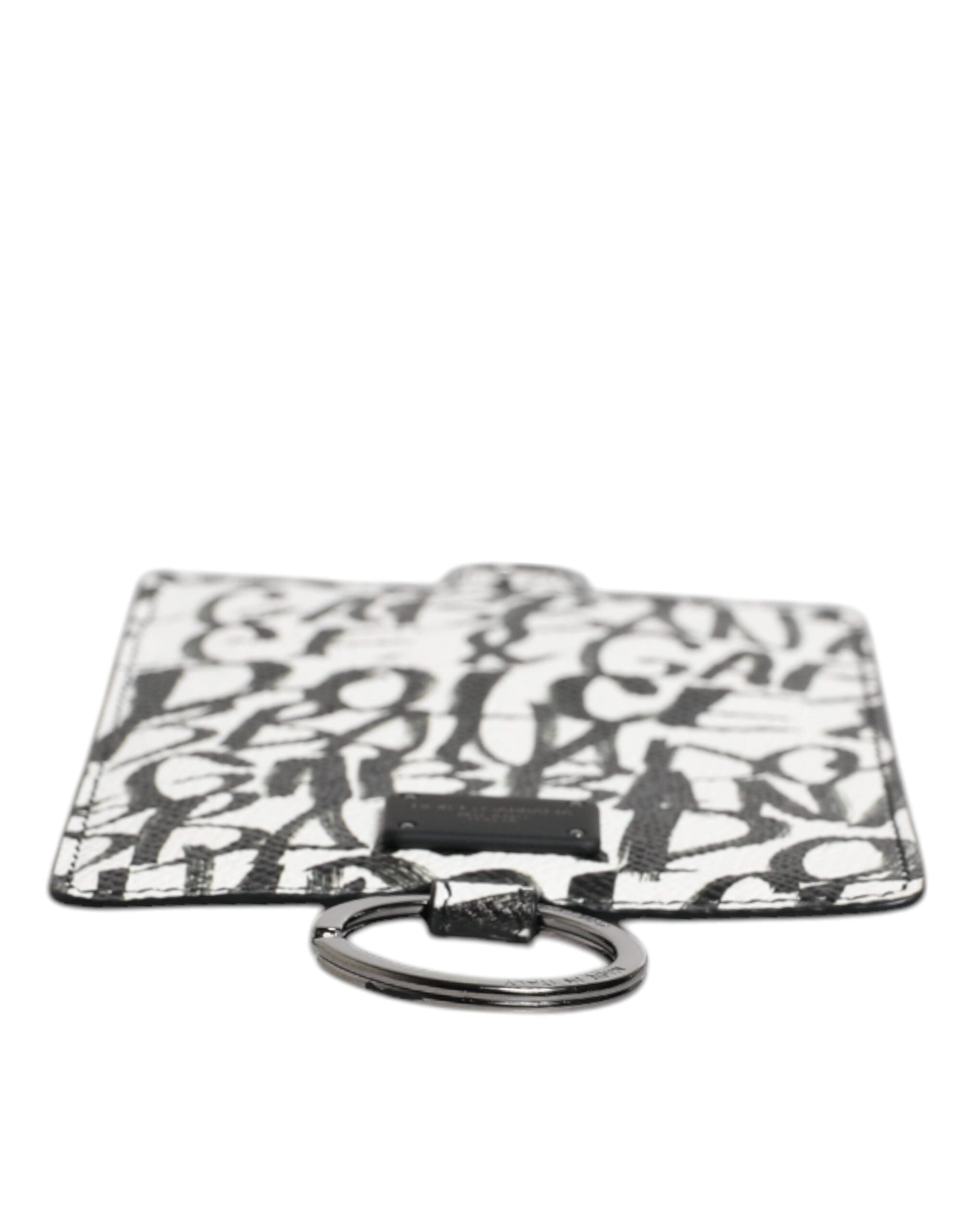 White Leather Lanyard Logo Print Card Holder Wallet - ventzia