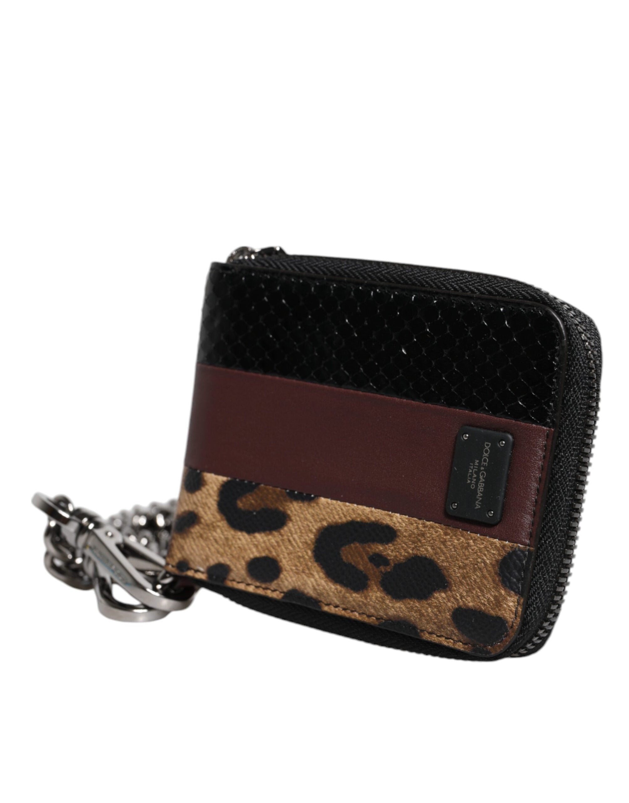 Multicolor Leopard Leather DG Bifold Card Holder Wallet - ventzia