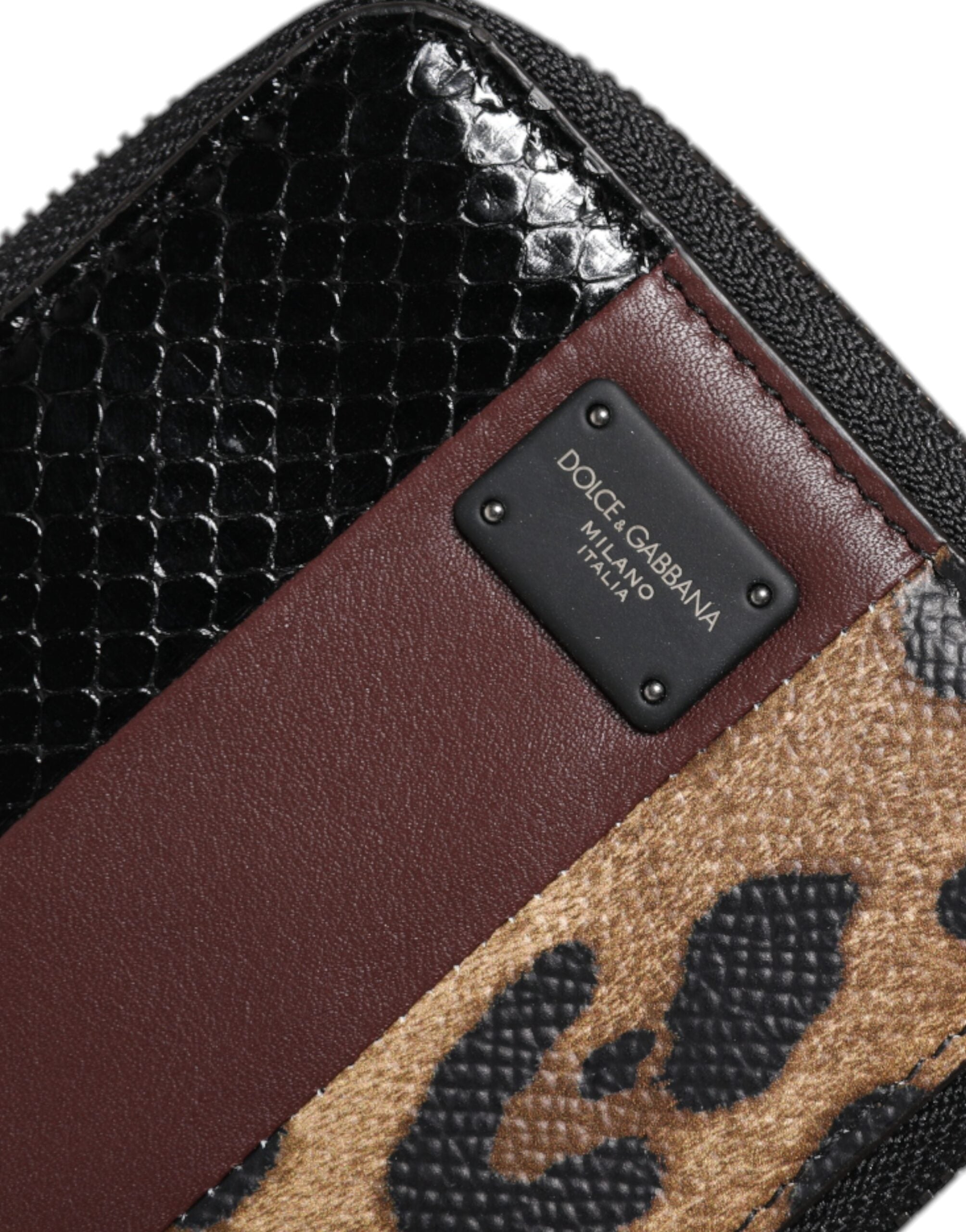 Multicolor Leopard Leather DG Bifold Card Holder Wallet - ventzia