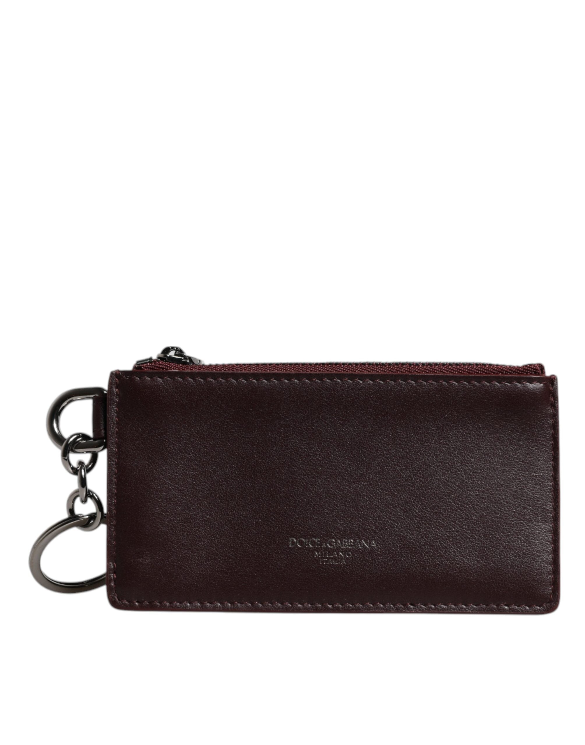 Brown Calfskin Leather DG Logo Card Holder Wallet - ventzia