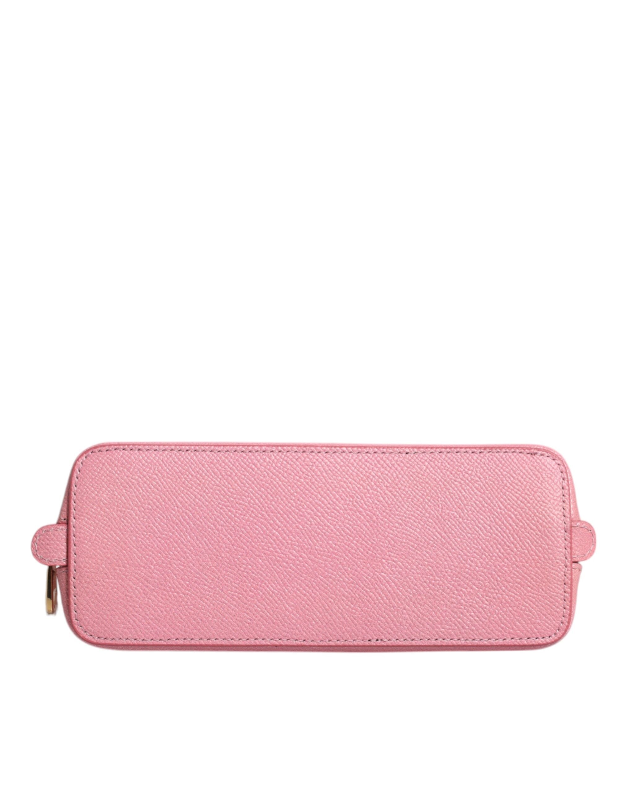 Pink Leather DG Logo Zip Around Hand Purse Pouch Wallet - ventzia