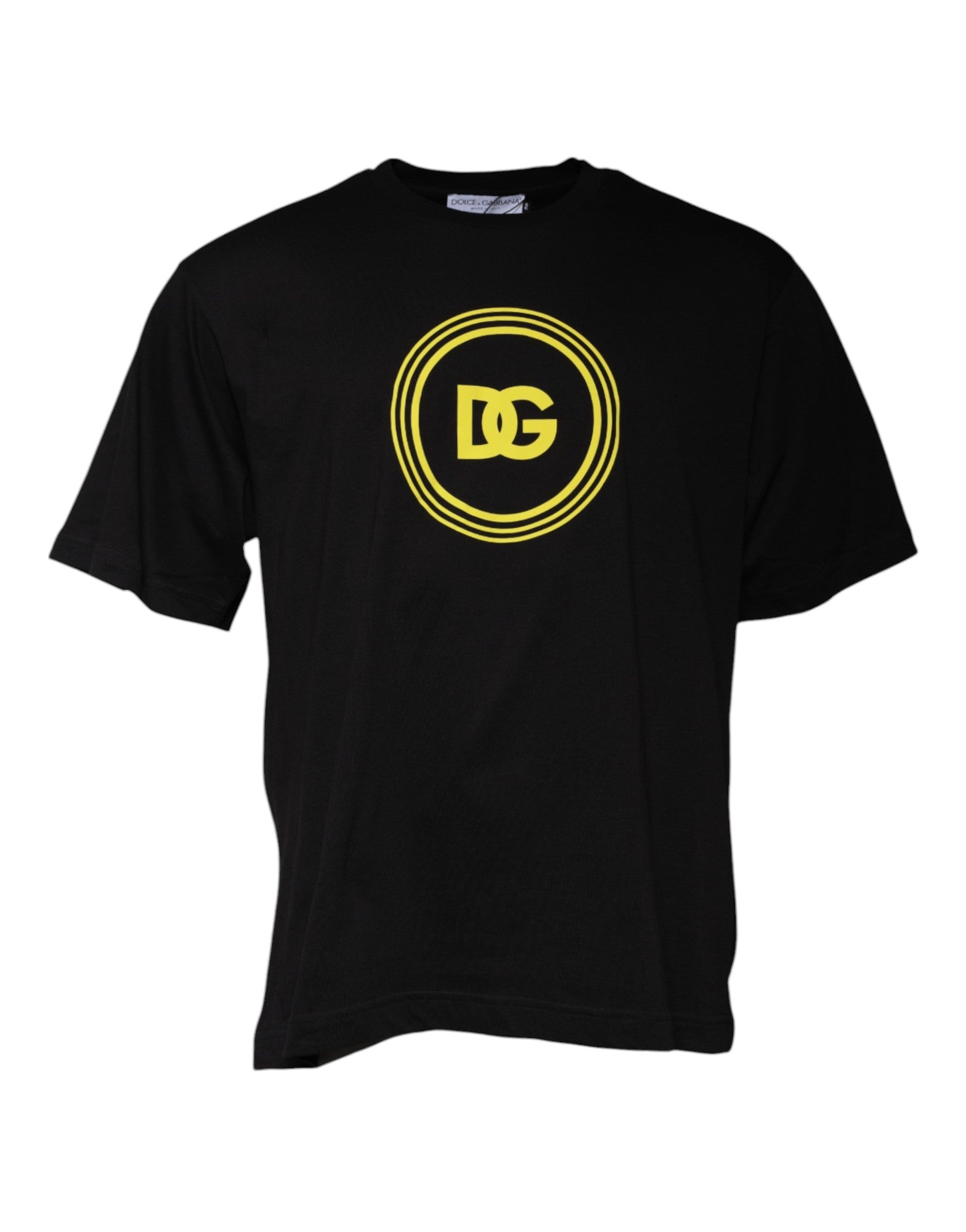 Black Logo Print Cotton Crew Neck T-shirt - ventzia