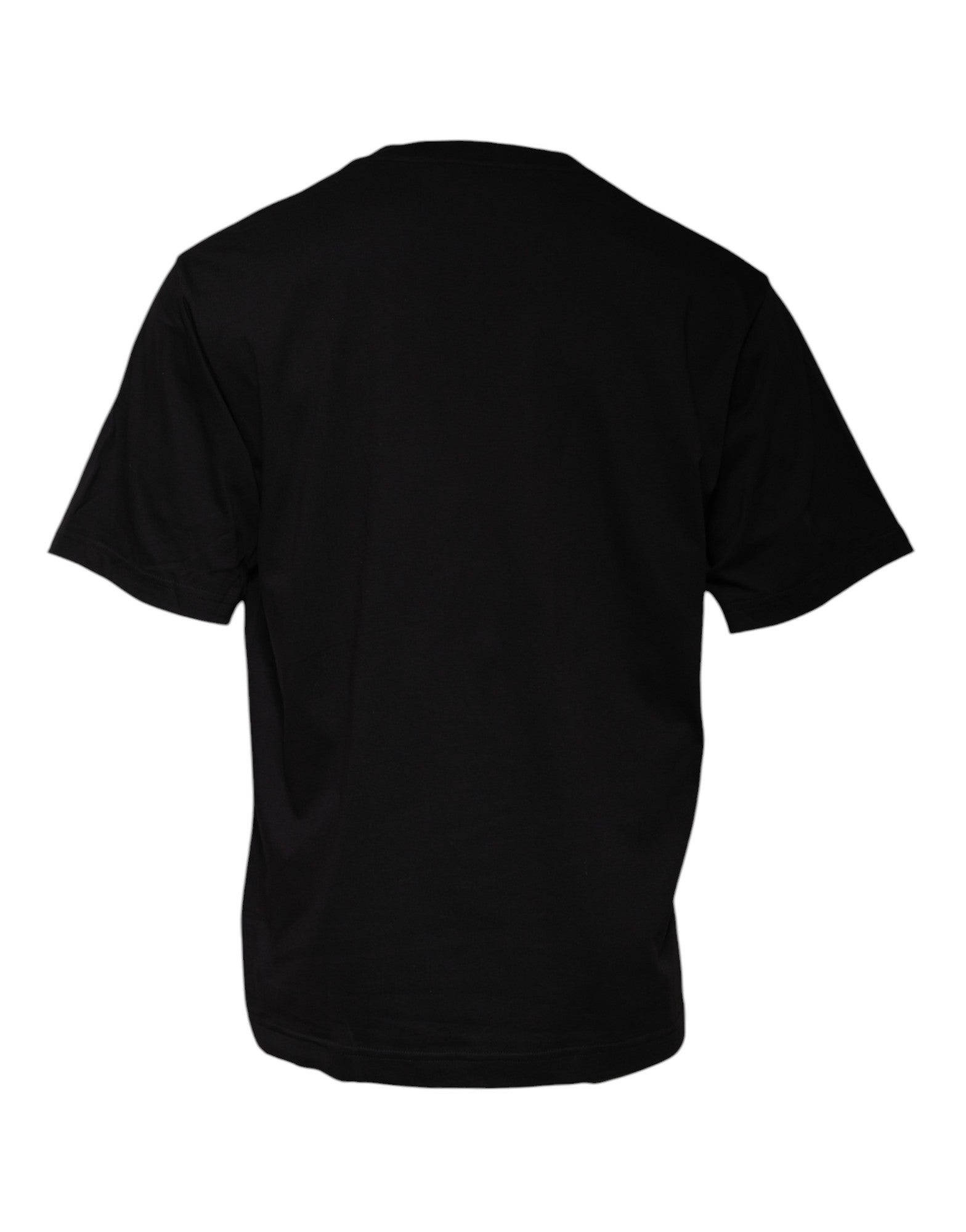 Black Logo Print Cotton Crew Neck T-shirt - ventzia