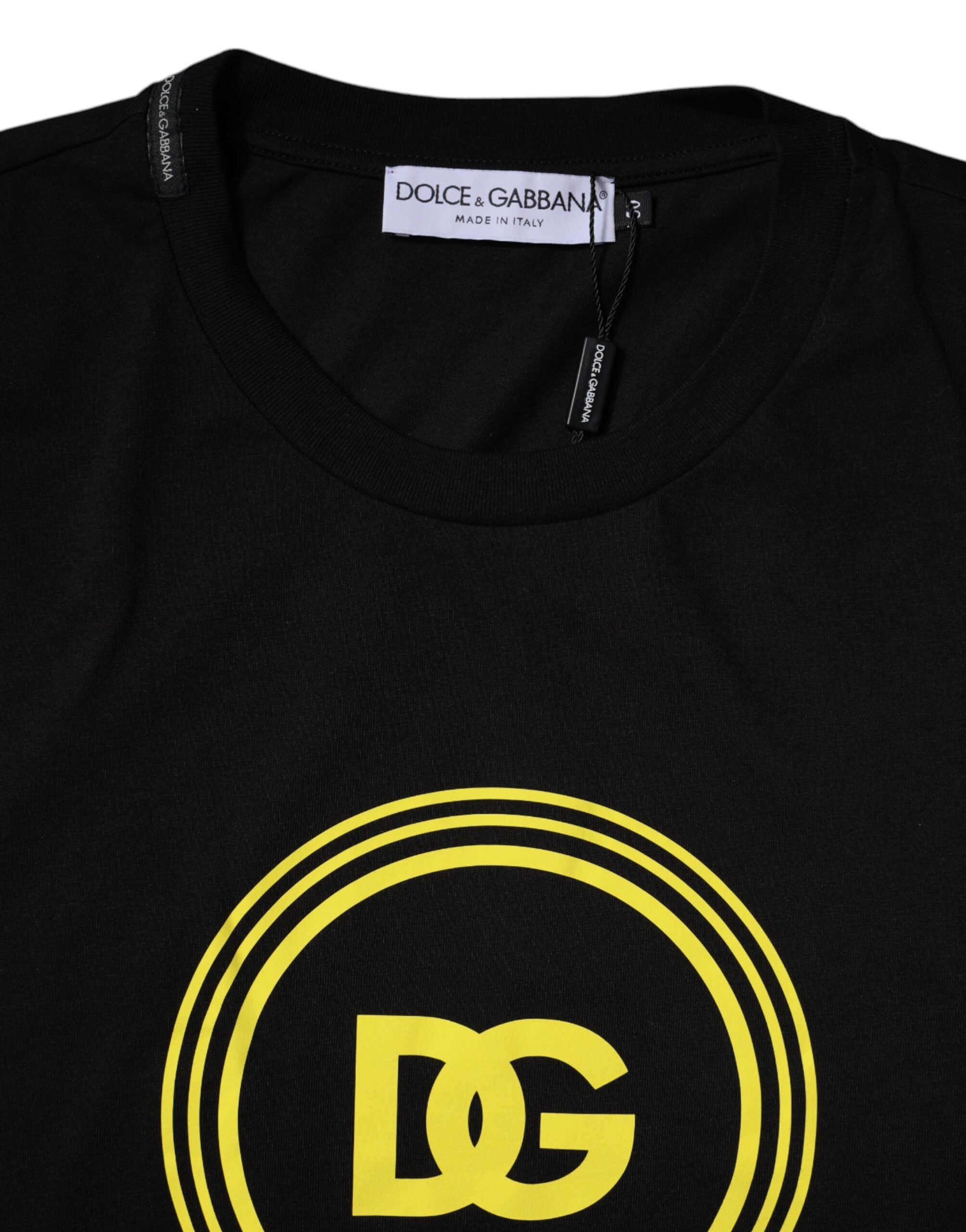 Black Logo Print Cotton Crew Neck T-shirt - ventzia