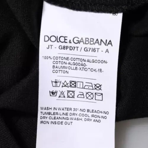 Black Logo Print Cotton Crew Neck T-shirt - ventzia