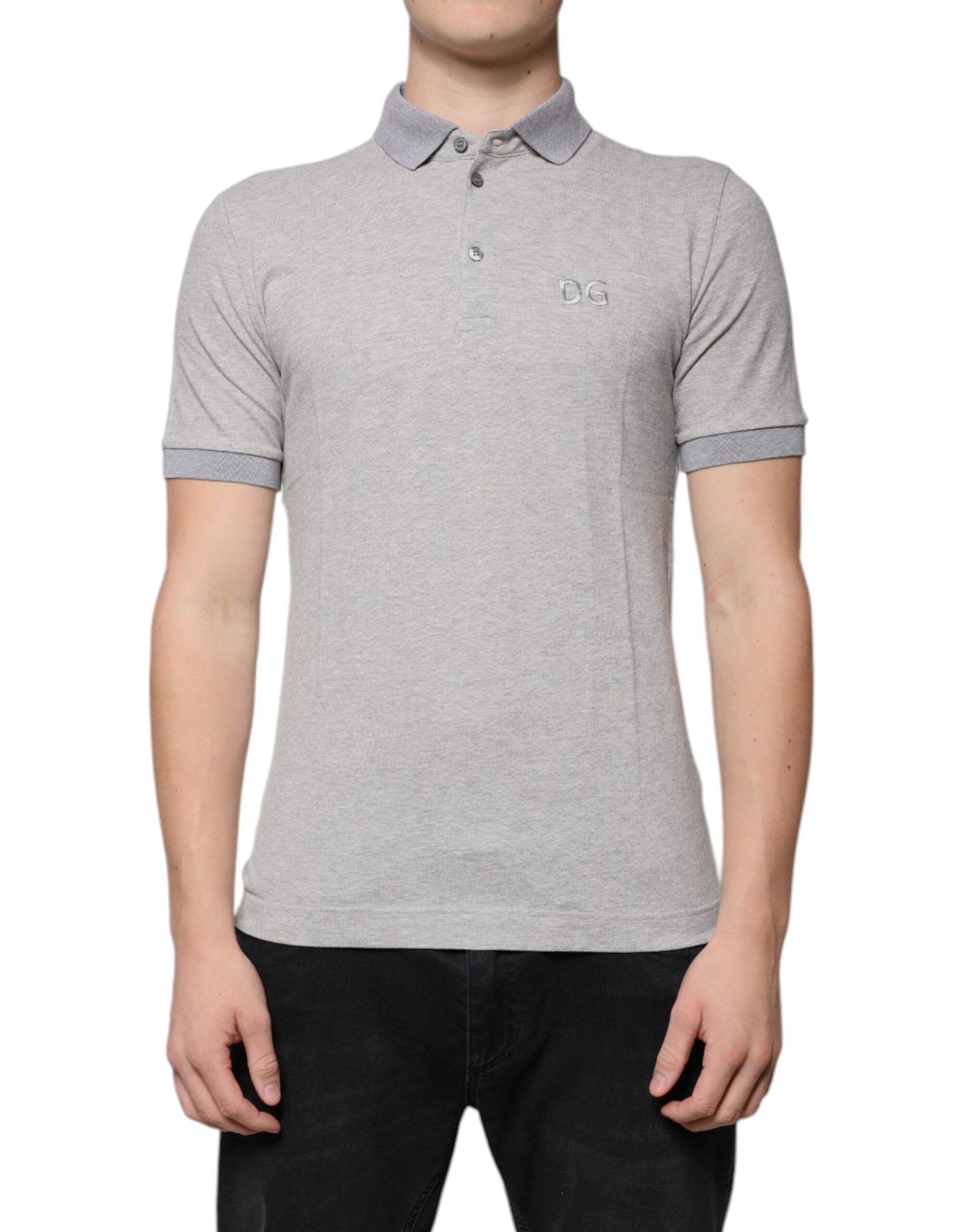 Gray Collared Short Sleeves Men Polo T-shirt - ventzia